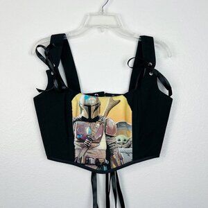 Hand Crafted Star Wars Corset Top – Captain Phasma & Grogu Graphic